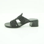 Hispanitas Black Woven Lace Mule with Block Heel | HV264602