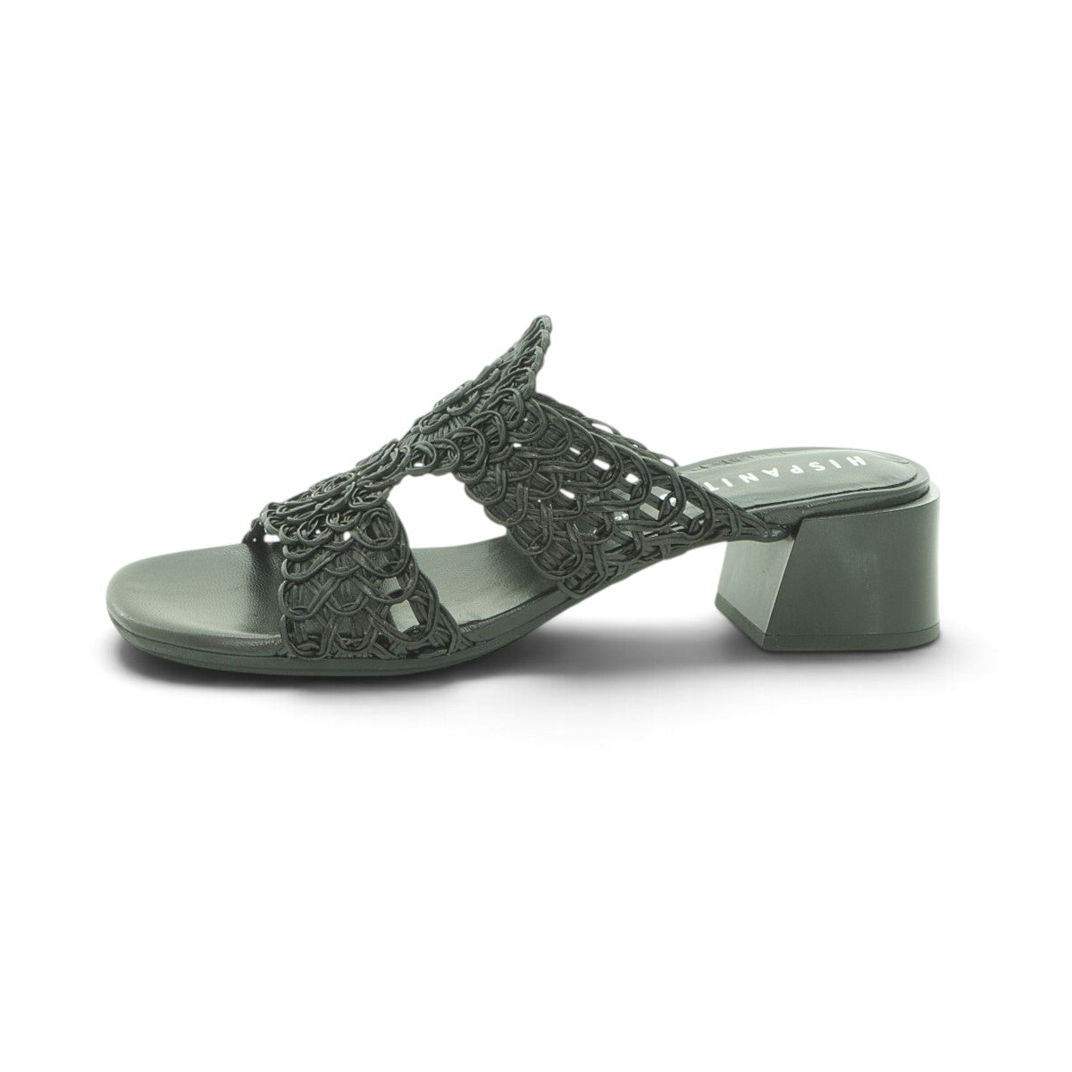 Hispanitas Black Woven Lace Mule with Block Heel | HV264602