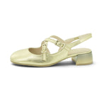 Hispanitas Gold Metallic Leather Double-Strap Slingback | HV264835