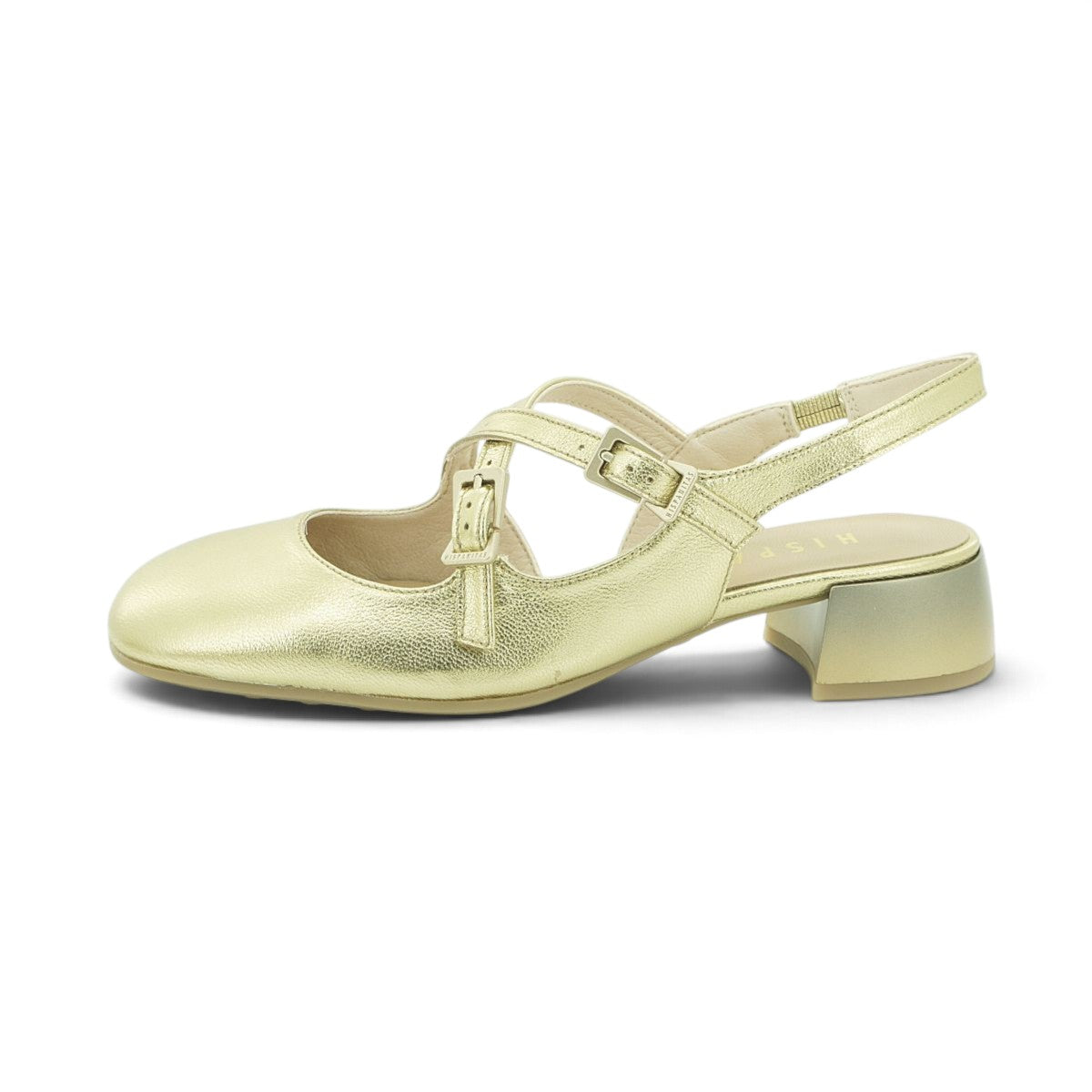 Hispanitas Gold Metallic Leather Double-Strap Slingback | HV264835