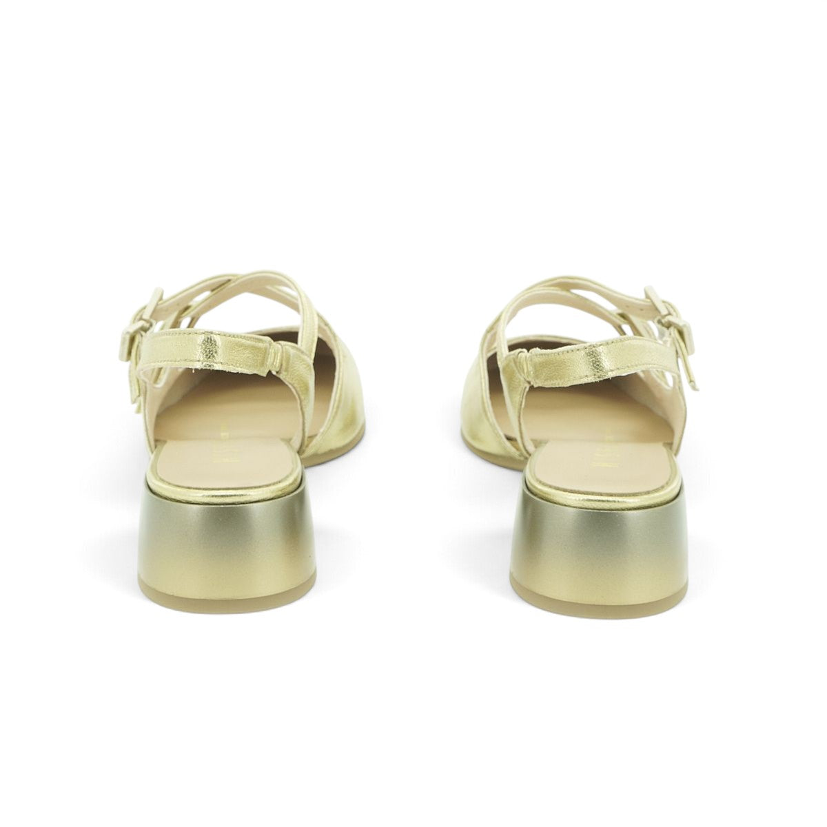 Hispanitas Gold Metallic Leather Double-Strap Slingback | HV264835