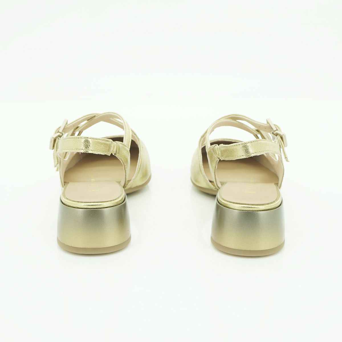 Hispanitas Gold Metallic Leather Double-Strap Slingback | HV264835