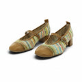 Hispanitas Camel Raffia & Leather Mary Jane with Block Heel | RHV264686