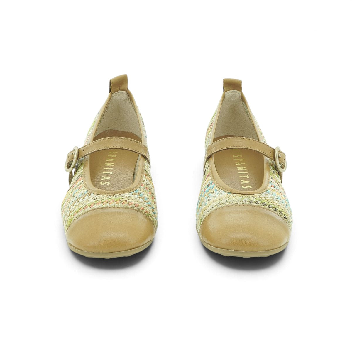 Hispanitas Camel Raffia & Leather Mary Jane with Block Heel | RHV264686