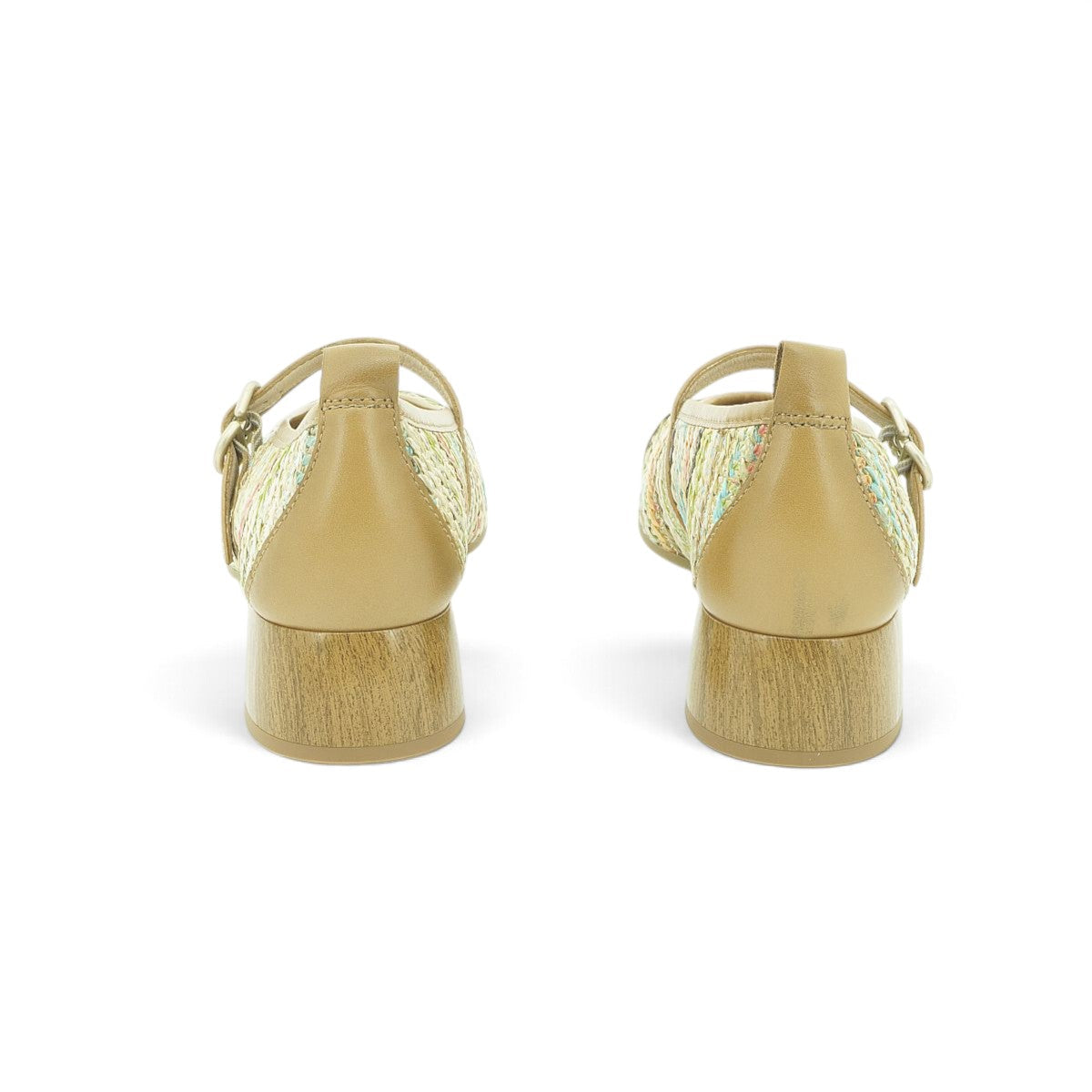 Hispanitas Camel Raffia & Leather Mary Jane with Block Heel | RHV264686