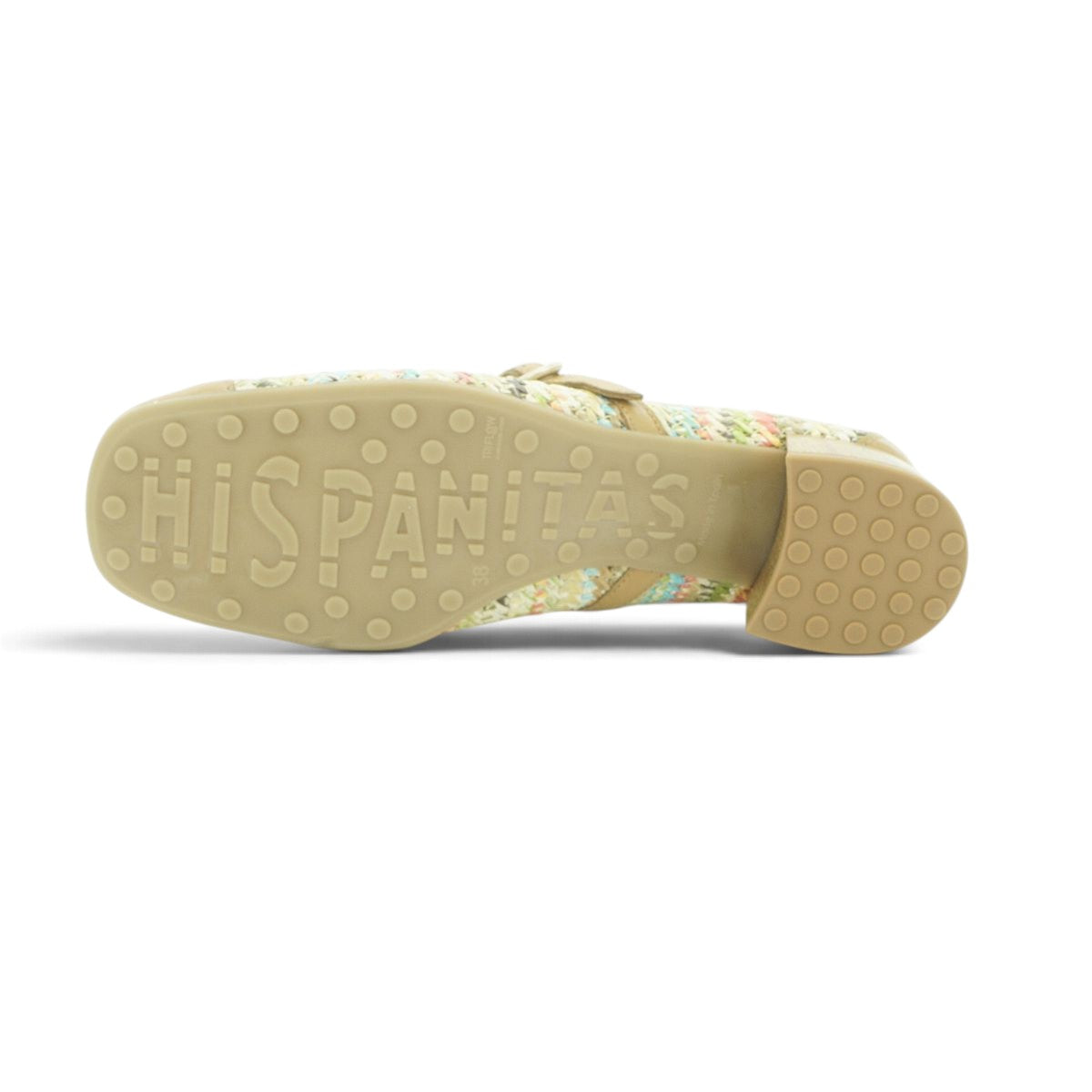 Hispanitas Camel Raffia & Leather Mary Jane with Block Heel | RHV264686