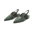 Hispanitas Black Leather Pointed-Toe Slingback with Macramé Band | HV264778