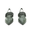 Hispanitas Black Leather Pointed-Toe Slingback with Macramé Band | HV264778