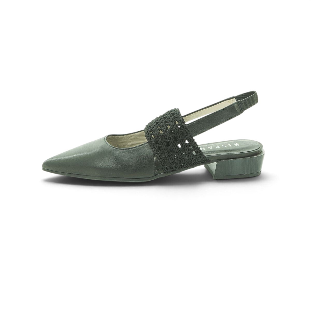 Hispanitas Black Leather Pointed-Toe Slingback with Macramé Band | HV264778