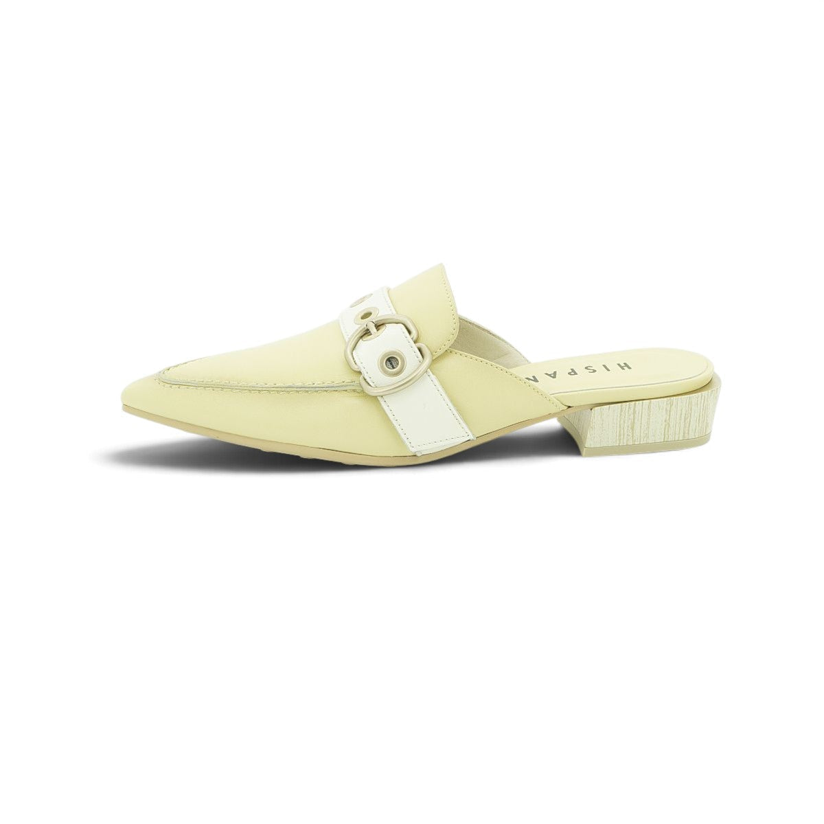 Hispanitas Pistachio Leather Pointed-Toe Mule with Block Heel | BHV264810