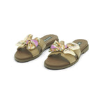 Hispanitas Taupe Leather Flat Mule with Silk Scarf Bow | HV264795