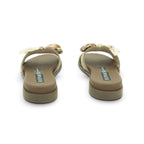 Hispanitas Taupe Leather Flat Mule with Silk Scarf Bow | HV264795