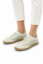 Hispanitas Cream Leather Perforated Lace-Up Sneaker | HV264766