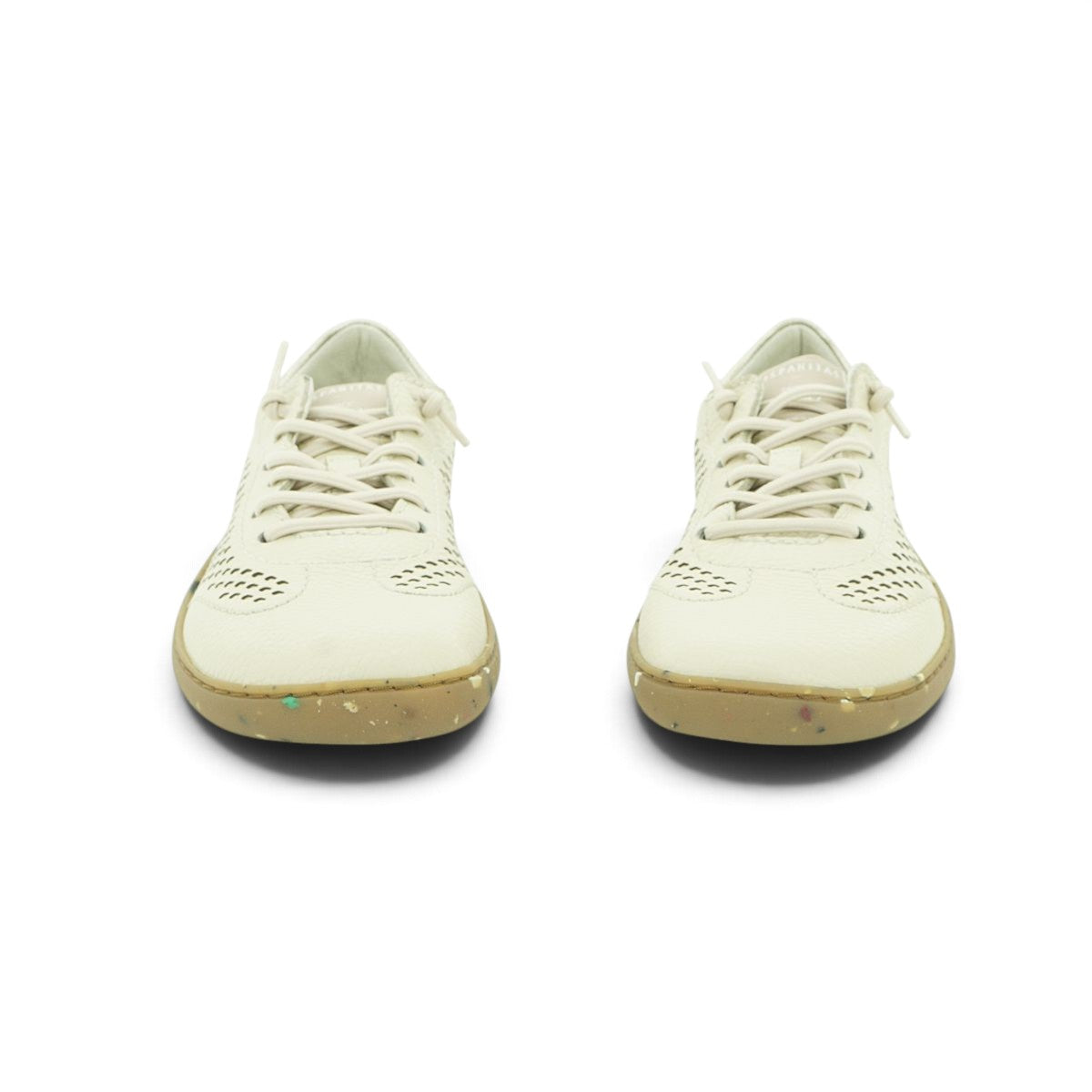 Hispanitas Cream Leather Perforated Lace-Up Sneaker | HV264766