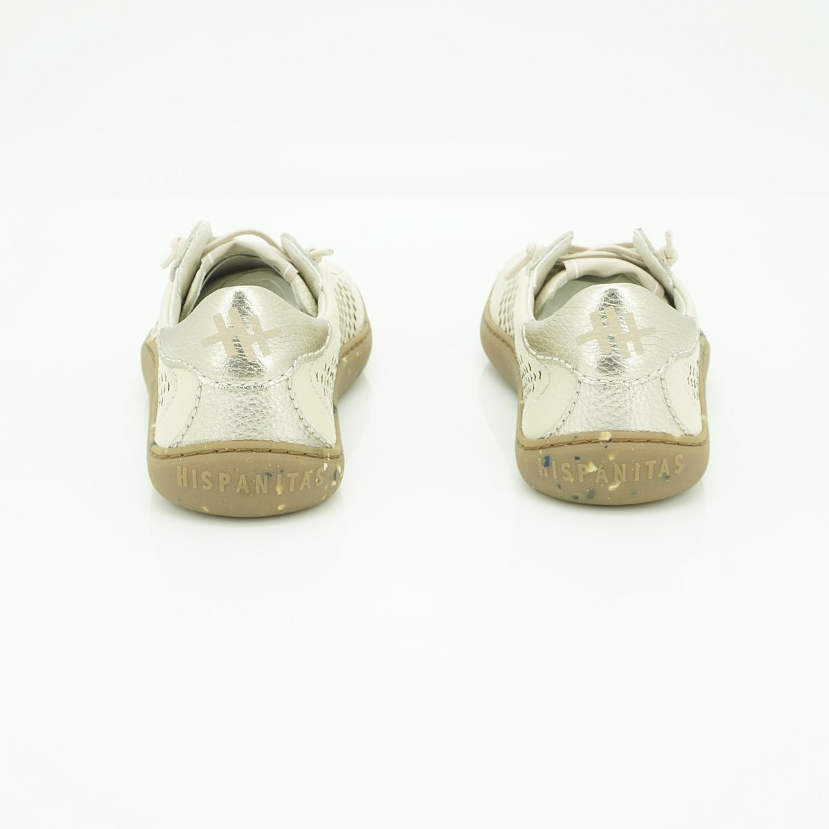 Hispanitas Cream Leather Perforated Lace-Up Sneaker | HV264766