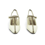 Hispanitas Cream & Taupe T-Bar Slingback Block Heel | BHV264675