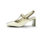 Hispanitas Cream & Taupe T-Bar Slingback Block Heel | BHV264675