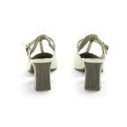 Hispanitas Cream & Taupe T-Bar Slingback Block Heel | BHV264675