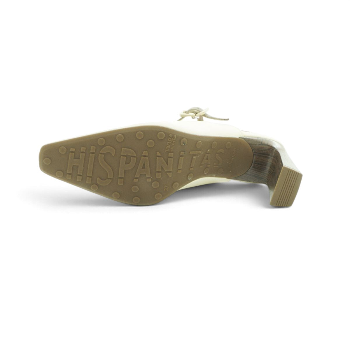 Hispanitas Cream & Taupe T-Bar Slingback Block Heel | BHV264675