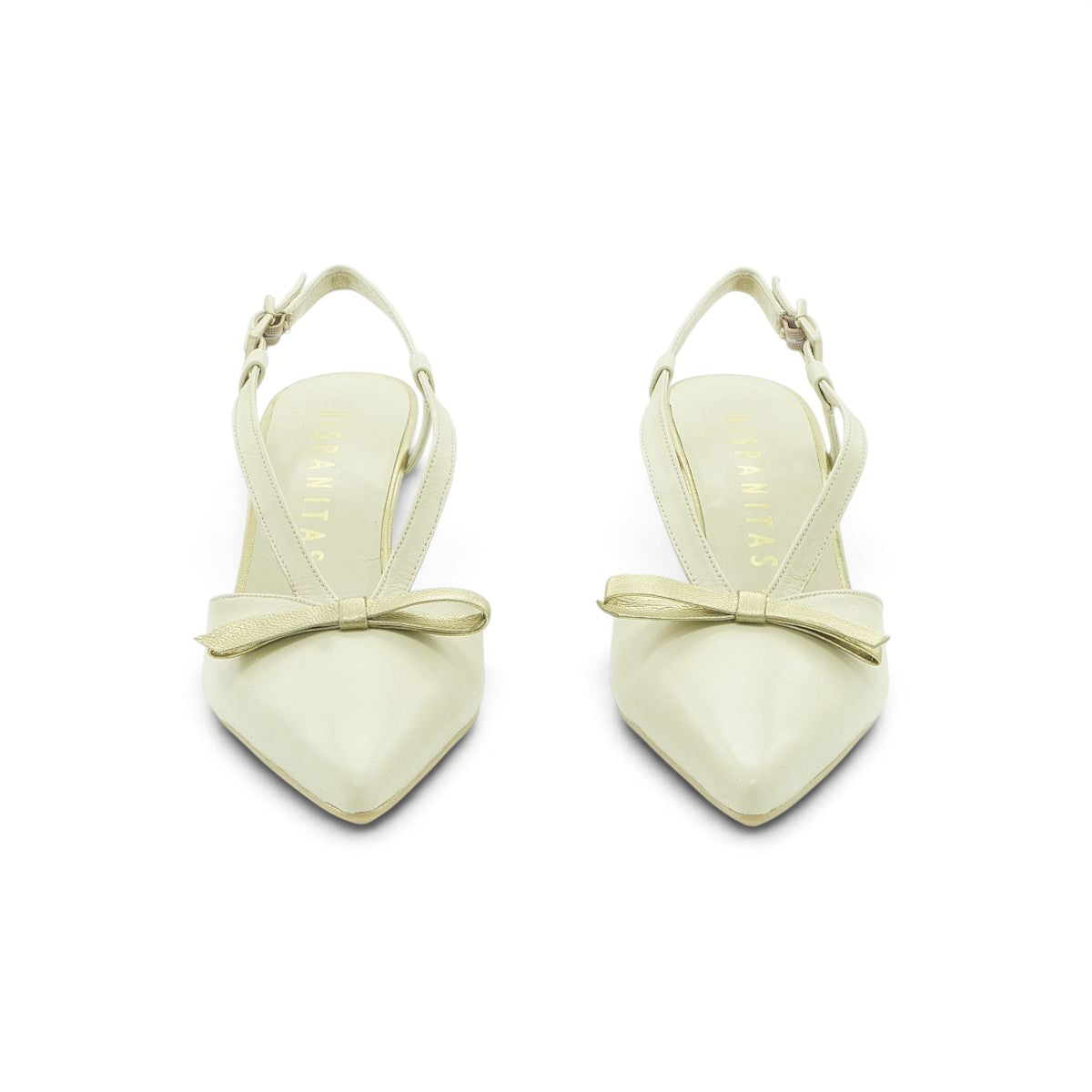 Hispanitas Cream Pointed-Toe Slingback Mid Heel | BHV264678