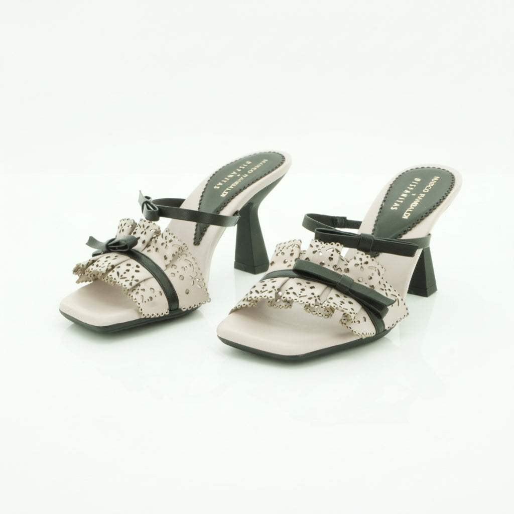 Hispanitas Cream Laser-Cut Heeled Mule | GOYA26