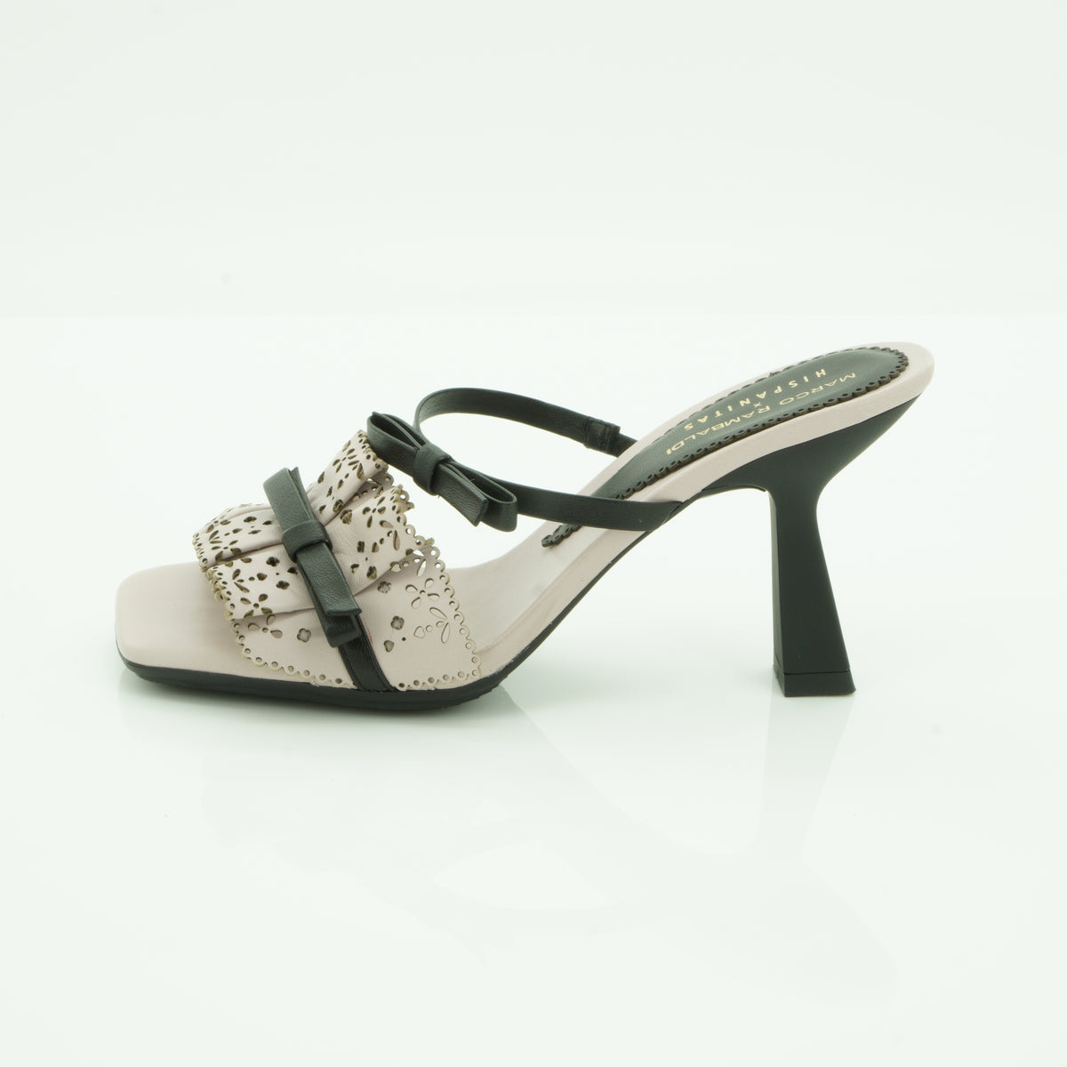 Hispanitas Cream Laser-Cut Heeled Mule | GOYA26