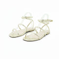Luisa Barcelos Gold Metallic Multi-Strap Flat Sandal | 11600079