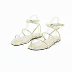 Luisa Barcelos Gold Metallic Multi-Strap Flat Sandal | 11600079