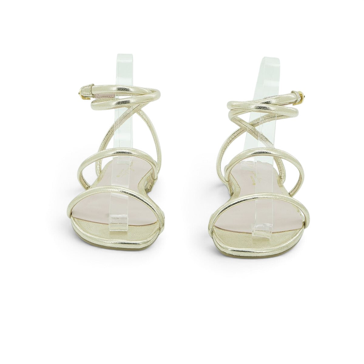 Luisa Barcelos Gold Metallic Multi-Strap Flat Sandal | 11600079