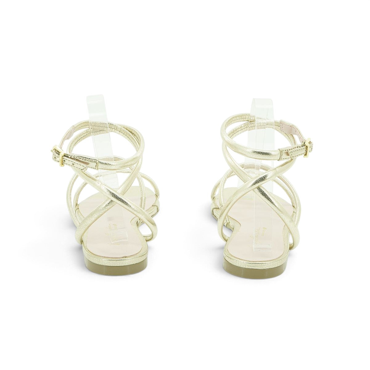 Luisa Barcelos Gold Metallic Multi-Strap Flat Sandal | 11600079