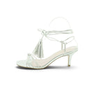 Luisa Barcelos Silver Metallic Tassel Lace-Up Kitten Heel Sandal | 13240008