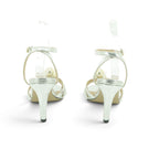 Luisa Barcelos Silver Metallic Leather Gold Orb Embellished Block Heel Sandal | 14130017