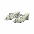 Luisa Barcelos Pewter Metallic Knot-Detail Strappy Block Heel Mule | 60330052