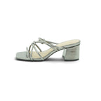 Luisa Barcelos Pewter Metallic Knot-Detail Strappy Block Heel Mule | 60330052