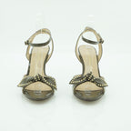 Luisa Barcelos Khaki Patent Leather Studded Bow Stiletto Heel Sandal | 11530067
