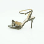 Luisa Barcelos Khaki Patent Leather Studded Bow Stiletto Heel Sandal | 11530067