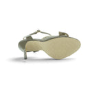 Luisa Barcelos Khaki Patent Leather Studded Bow Stiletto Heel Sandal | 11530067