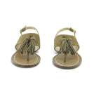 Luisa Barcelos Khaki Suede Beaded Tassel Thong Flat Sandal | 13010109