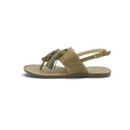 Luisa Barcelos Khaki Suede Beaded Tassel Thong Flat Sandal | 13010109