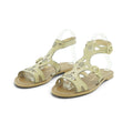 Luisa Barcelos Cream Laser-Cut Leather Gladiator Flat Sandal | 13010122