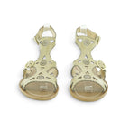 Luisa Barcelos Cream Laser-Cut Leather Gladiator Flat Sandal | 13010122