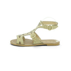 Luisa Barcelos Cream Laser-Cut Leather Gladiator Flat Sandal | 13010122