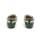 Luisa Barcelos Black & Cream Brogue Leather Cross-Strap Mary Jane Flat | 13060080