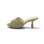 Luisa Barcelos Gold Beaded Crystal Heeled Mule | 1430011