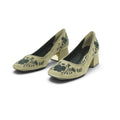 Luisa Barcelos Sand Suede Floral Embroidered Block Heel Pump | 13140053