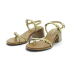 Luisa Barcelos Sand Leather Toe-Ring Double Strap Block Heel Sandal | 13150021