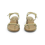 Luisa Barcelos Sand Leather Toe-Ring Double Strap Block Heel Sandal | 13150021