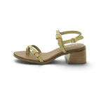 Luisa Barcelos Sand Leather Toe-Ring Double Strap Block Heel Sandal | 13150021