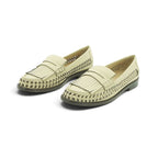 Luisa Barcelos Cream Woven Leather Kiltie Fringe Penny Loafer | 13170050