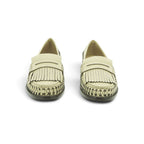 Luisa Barcelos Cream Woven Leather Kiltie Fringe Penny Loafer | 13170050